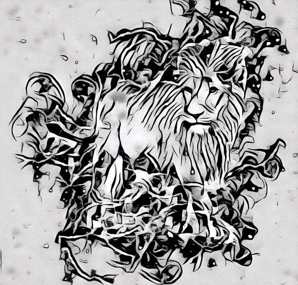 Lion Art Illustration Drawing Painting Retro Vintage Animal — Stock Photo, Image