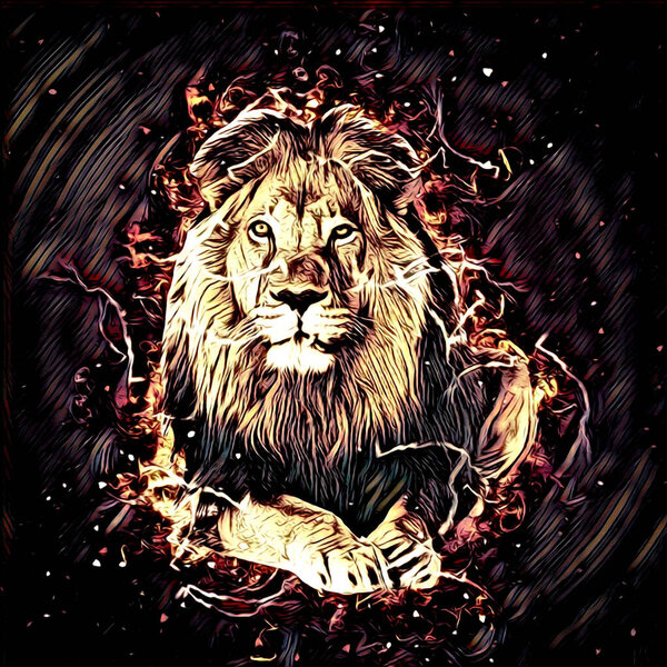 Lion art illustration drawing painting retro vintage animal