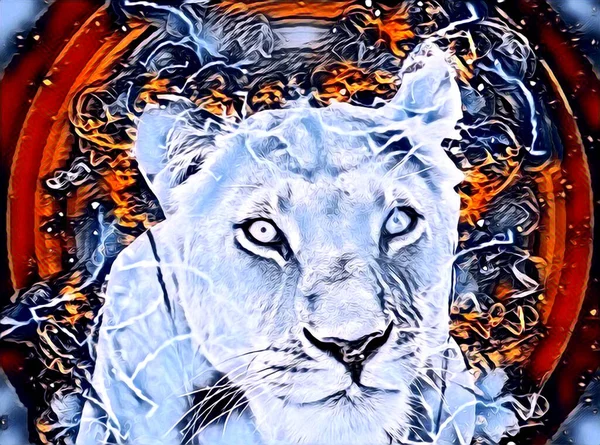 Lion Art Illustration Drawing Painting Retro Vintage Animal — Stockfoto