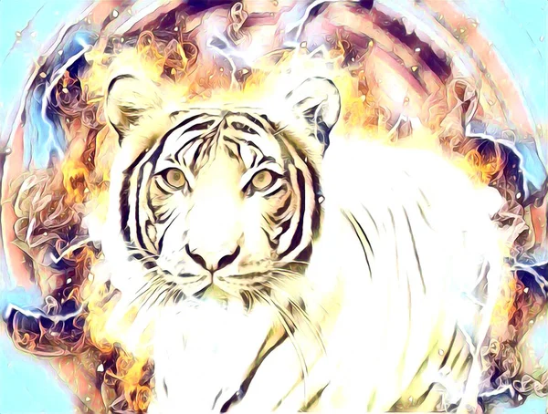 Tiger Art Illustration Drawing Painting Retro Vintage Animal — Stock Fotó