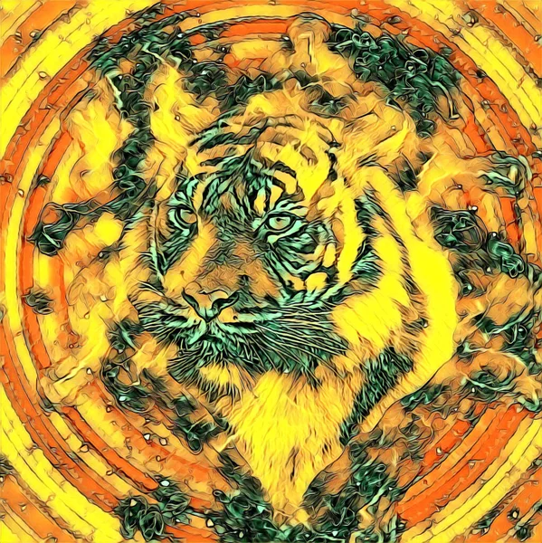 Tiger Arte Ilustración Dibujo Pintura Retro Vintage Animal —  Fotos de Stock