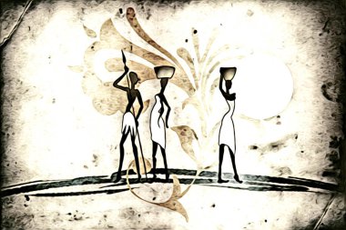 Afrikalı etnik retro-klasik illüstrasyon