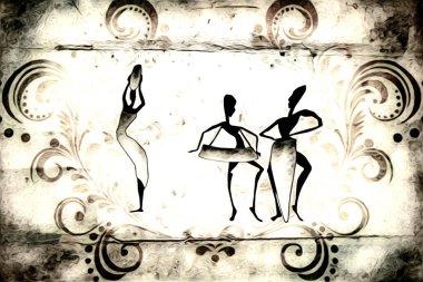 Afrikalı etnik retro-klasik illüstrasyon