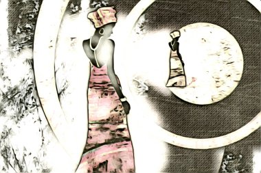 Afrikalı etnik retro-klasik illüstrasyon