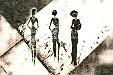 Afrikalı etnik retro-klasik illüstrasyon