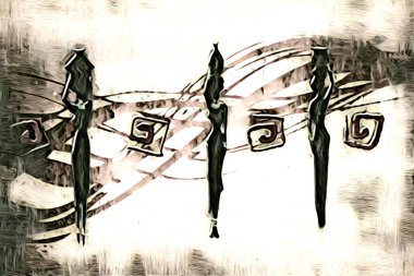 Afrikalı etnik retro-klasik illüstrasyon