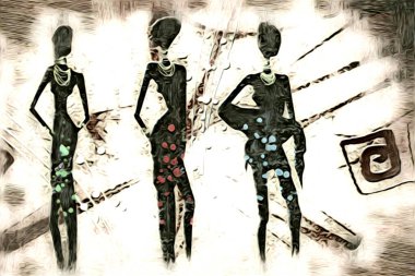 Afrikalı etnik retro-klasik illüstrasyon