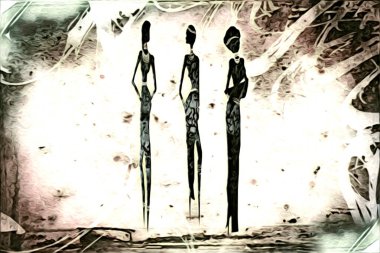 Afrikalı etnik retro-klasik illüstrasyon