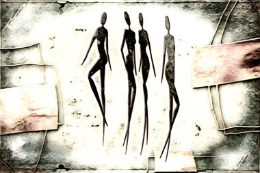 Afrikalı etnik retro-klasik illüstrasyon