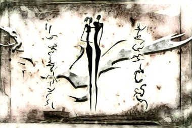 Afrikalı etnik retro-klasik illüstrasyon