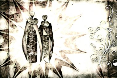 Afrikalı etnik retro-klasik illüstrasyon