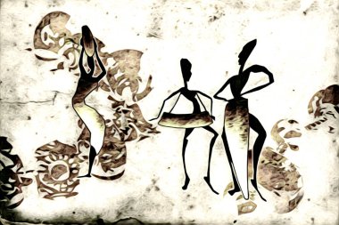 Afrikalı etnik retro-klasik illüstrasyon