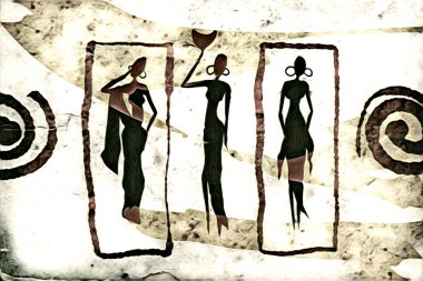 Afrikalı etnik retro-klasik illüstrasyon