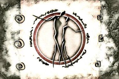 Afrikalı etnik retro-klasik illüstrasyon