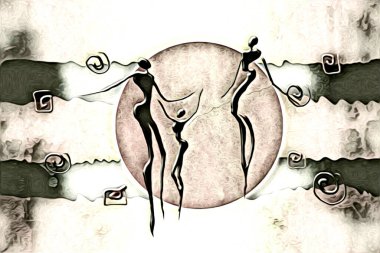 Afrikalı etnik retro-klasik illüstrasyon