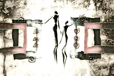 Afrikalı etnik retro-klasik illüstrasyon