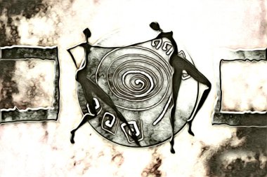 Afrikalı etnik retro-klasik illüstrasyon