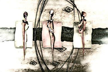 Afrikalı etnik retro-klasik illüstrasyon