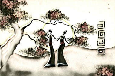 Afrikalı etnik retro-klasik illüstrasyon