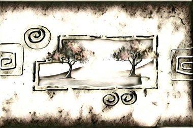 Afrikalı etnik retro-klasik illüstrasyon