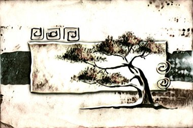 Afrikalı etnik retro-klasik illüstrasyon