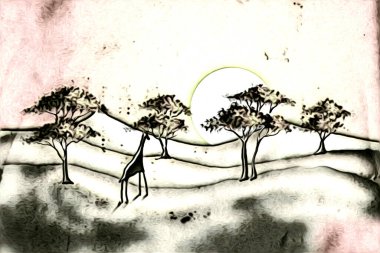 Afrikalı etnik retro-klasik illüstrasyon