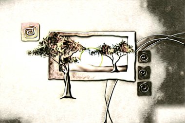 Afrikalı etnik retro-klasik illüstrasyon