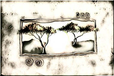 Afrikalı etnik retro-klasik illüstrasyon