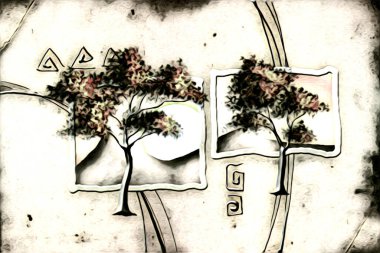 Afrikalı etnik retro-klasik illüstrasyon