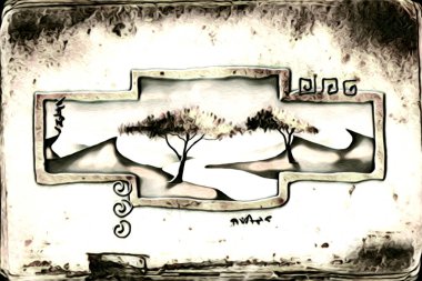 Afrikalı etnik retro-klasik illüstrasyon