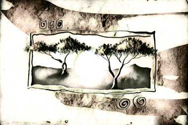 Afrikalı etnik retro-klasik illüstrasyon