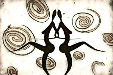 Afrikalı etnik retro-klasik illüstrasyon