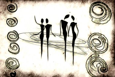 Afrikalı etnik retro-klasik illüstrasyon