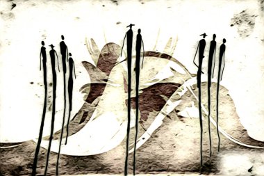 Afrikalı etnik retro-klasik illüstrasyon