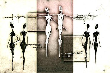 Afrikalı etnik retro-klasik illüstrasyon