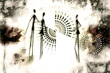 Afrikalı etnik retro-klasik illüstrasyon