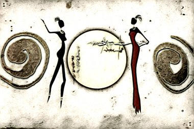 Afrikalı etnik retro-klasik illüstrasyon