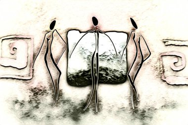 Afrikalı etnik retro-klasik illüstrasyon