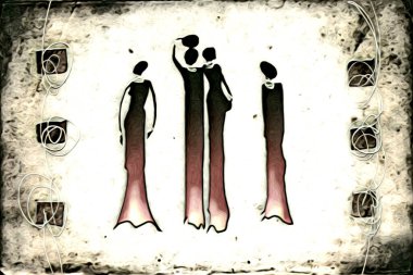 Afrikalı etnik retro-klasik illüstrasyon