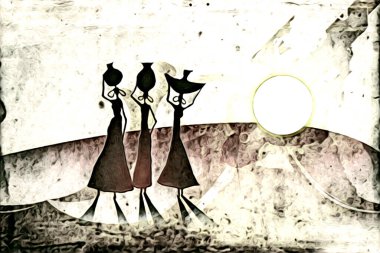 Afrikalı etnik retro-klasik illüstrasyon
