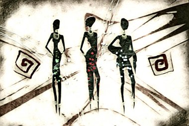 Afrikalı etnik retro-klasik illüstrasyon