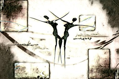 Afrikalı etnik retro-klasik illüstrasyon