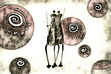 Afrikalı etnik retro-klasik illüstrasyon