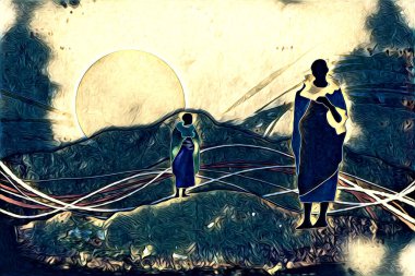 Afrikalı etnik retro-klasik illüstrasyon