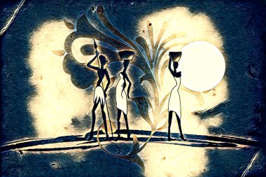 Afrikalı etnik retro-klasik illüstrasyon