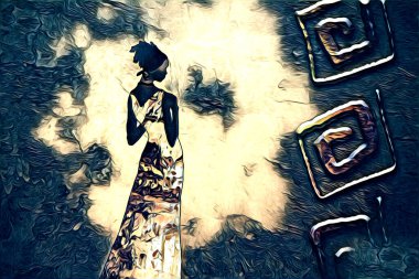 Afrikalı etnik retro-klasik illüstrasyon