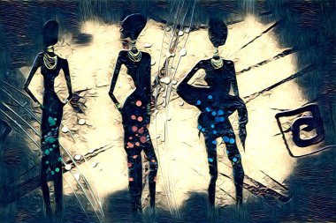 Afrikalı etnik retro-klasik illüstrasyon