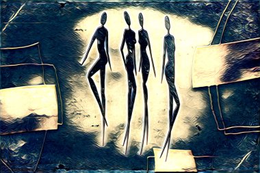 Afrikalı etnik retro-klasik illüstrasyon