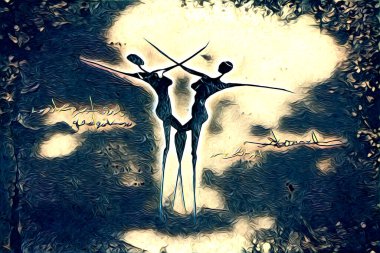 Afrikalı etnik retro-klasik illüstrasyon