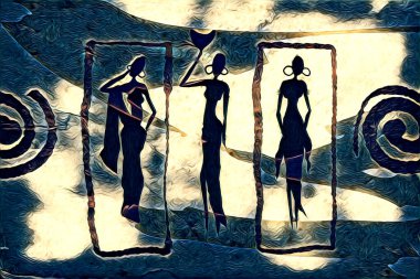 Afrikalı etnik retro-klasik illüstrasyon